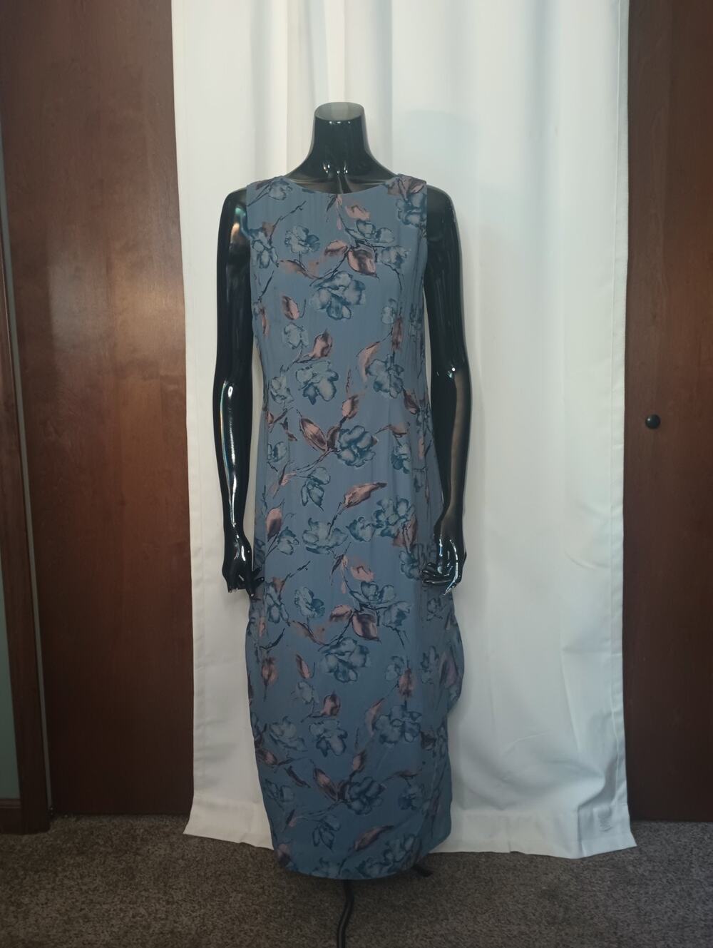 Petite Sophisticates Womens Fairy Cottage Floral Maxi Dress 4P Slit 90s Grunge